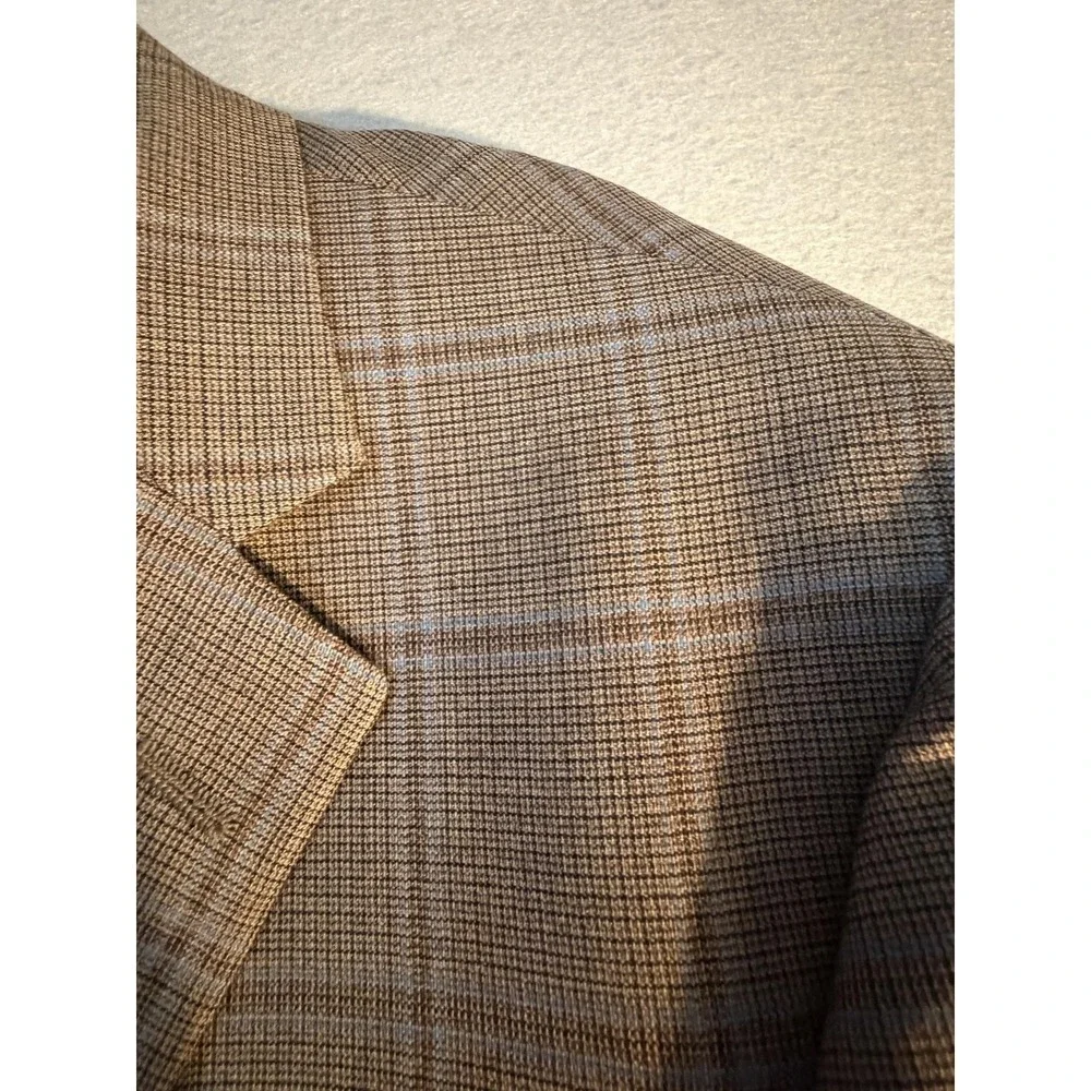 Hart Schaffner Marx Blazer Sport Coat Mens 48 Brown Plaid USA Dillard's Jacket